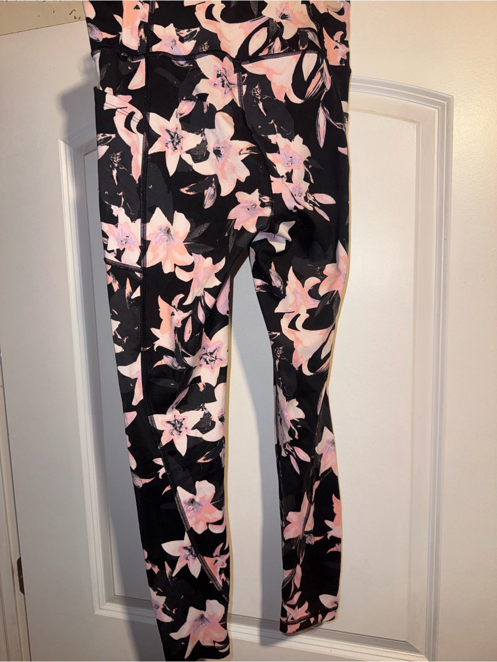 Victoria's Secret Black Leggings with Pink Floral Print